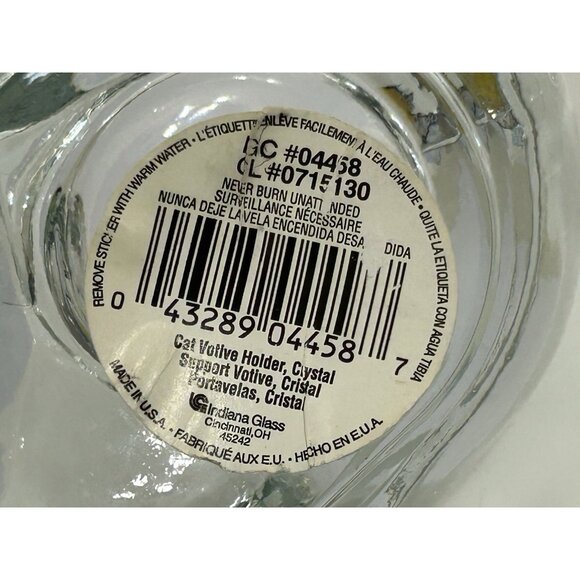 Vintage Sleeping Cat Clear Candle Holder Set Of 2 Indiana Glass Made In U.S.A - Picture 6 of 12